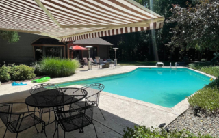 retractable awning swimming pool